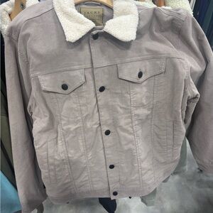 Jachs Taupe Corduroy Sherpa Collar Jacket